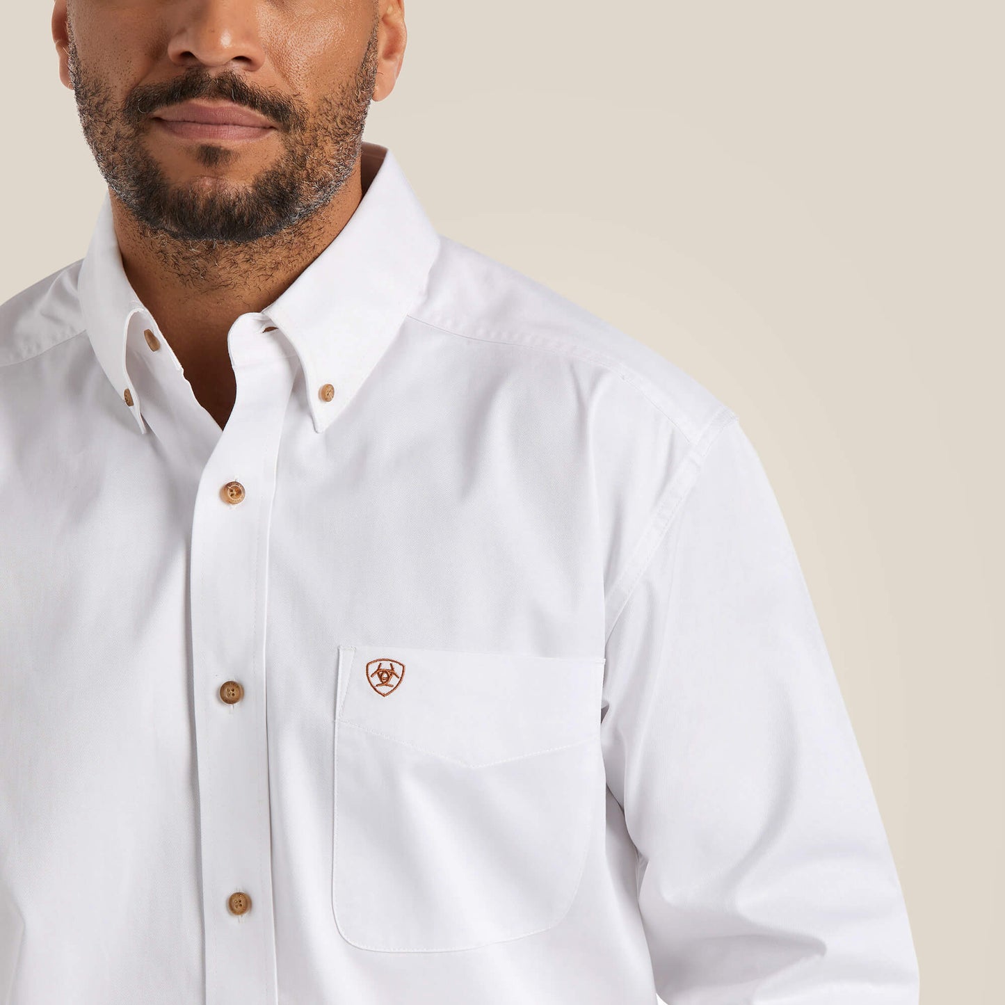 Camisa Ariat White Solid Twill Clasica Long Sleeve Shirt
