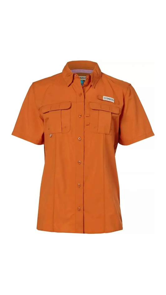 Camisa Magellan Naranja Manga Corta Dama