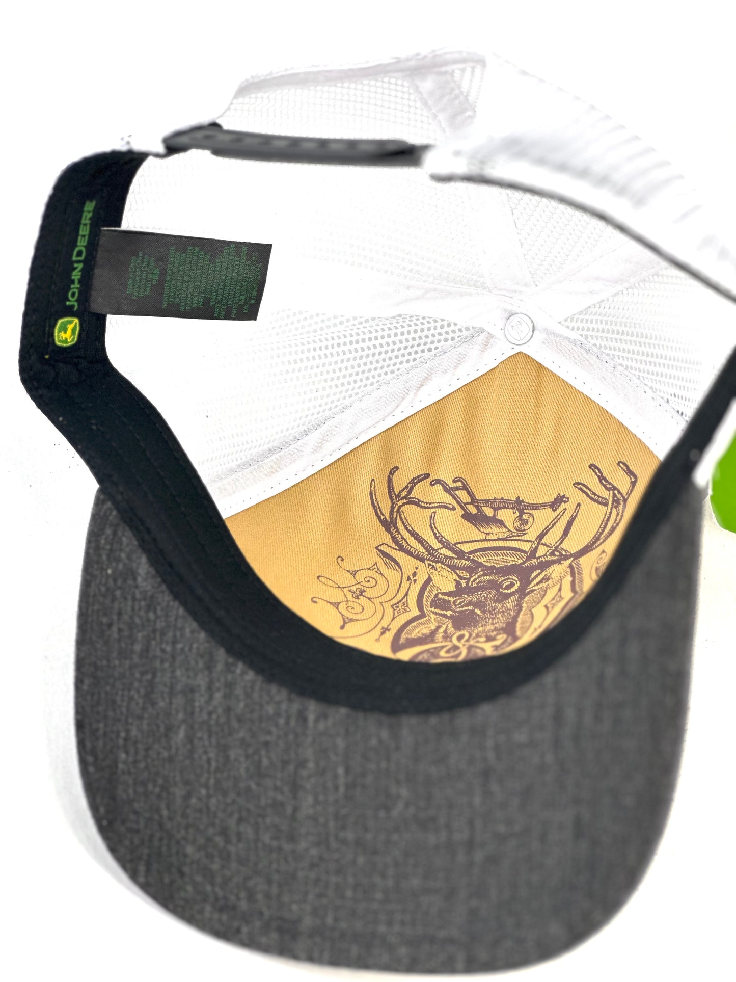 Gorra John Deere Gris Parche Piel