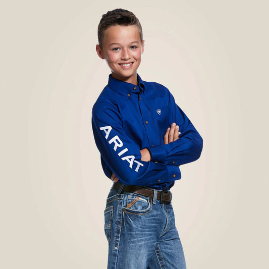 Camisa Ariat Juvenil Team Logo Twill Classic Fit Shirt