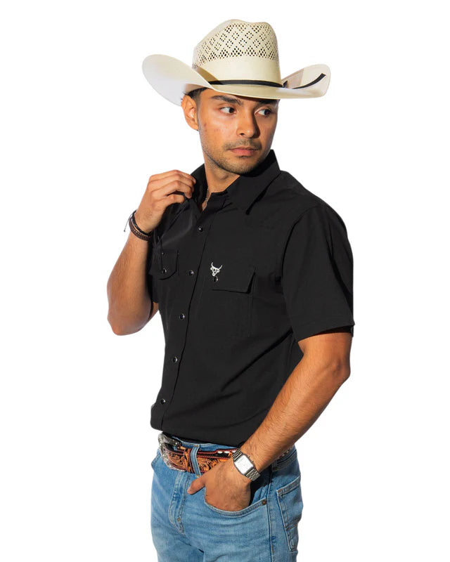 Camisa Lostcalf Negra Manga Corta