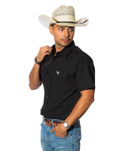 Camisa Lostcalf Negra Manga Corta