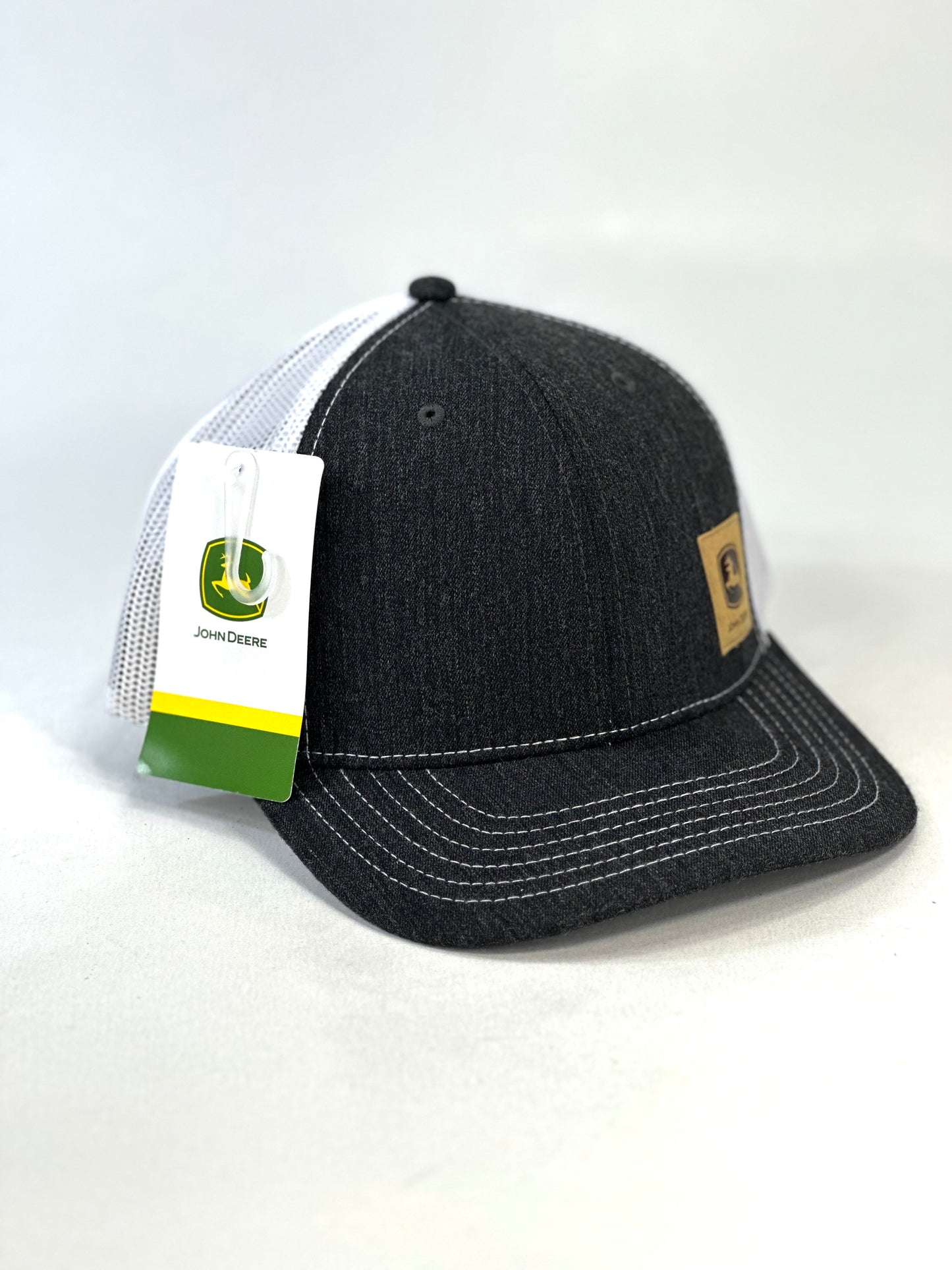 Gorra John Deere Gris Parche Piel