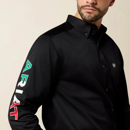 Camisa Ariat Team Logo Twill Fitted Black Caballero Mexico