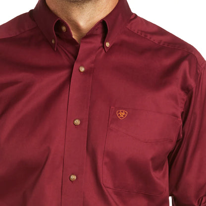 Camisa Ariat Solid Twill Corte Fitted Tinta Caballero