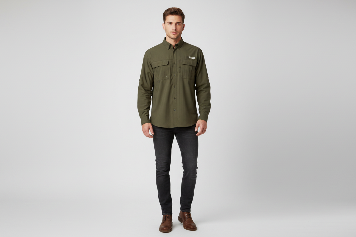 Camisa Magellan Manga Larga Verde Militar