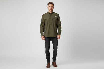 Camisa Magellan Manga Larga Verde Militar