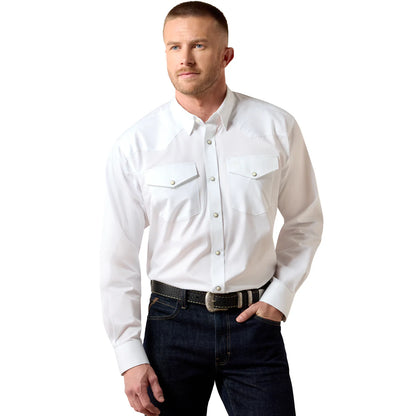 Camisa Ariat Lightweight Solid Twill Blanco Corte Clásico Caballero