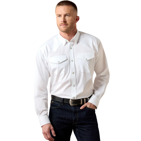 Camisa Ariat Lightweight Solid Twill Blanco Corte Clásico Caballero