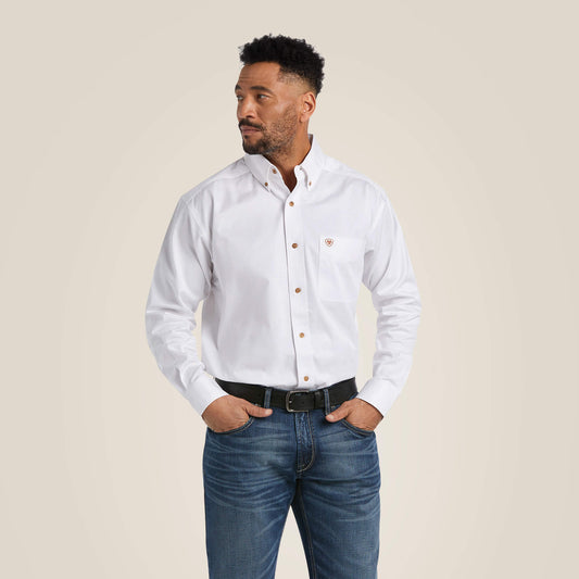 Camisa Ariat White Solid Twill Clasica Long Sleeve Shirt