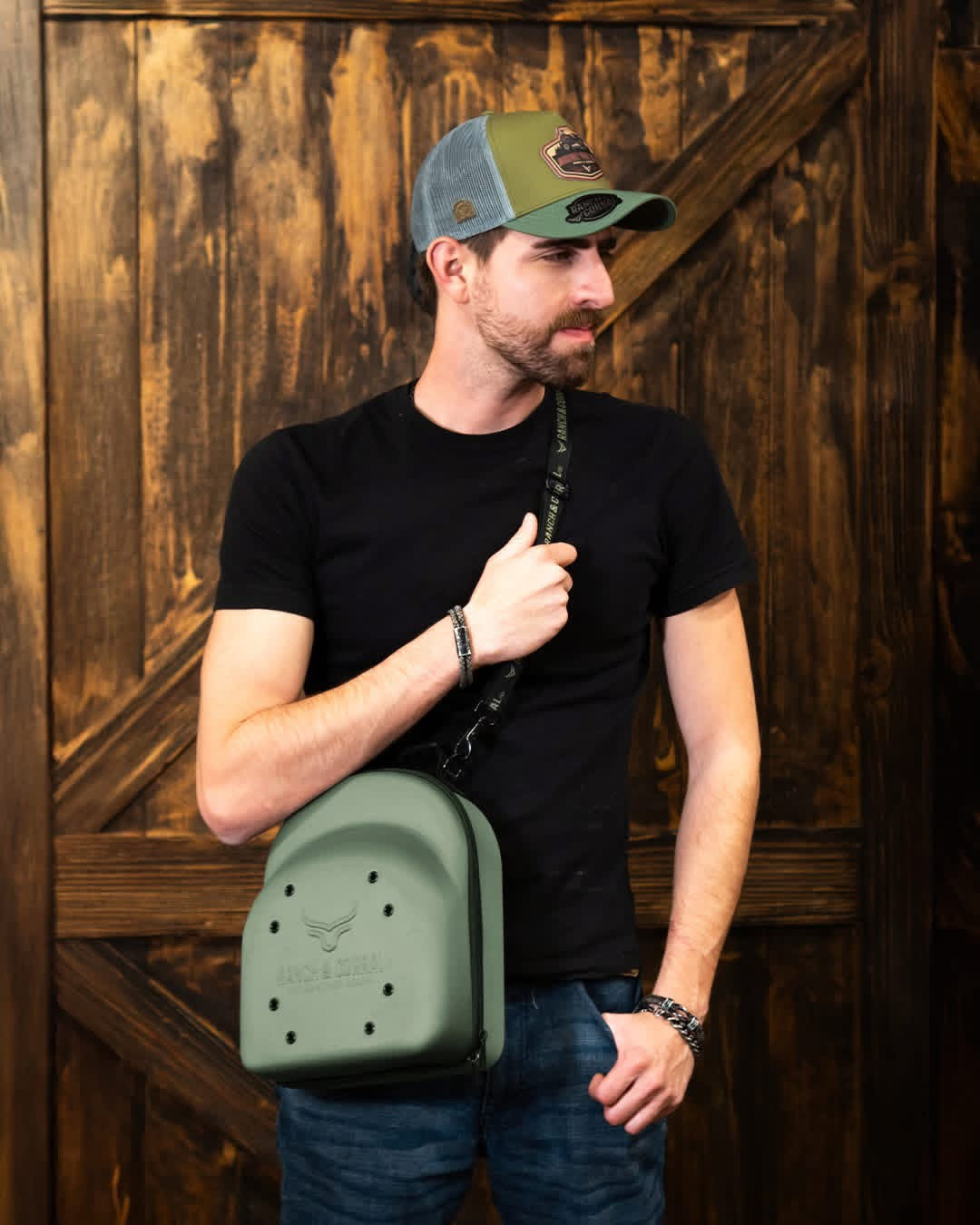 Porta Gorras Ranch & Corral Verde Militar Solido