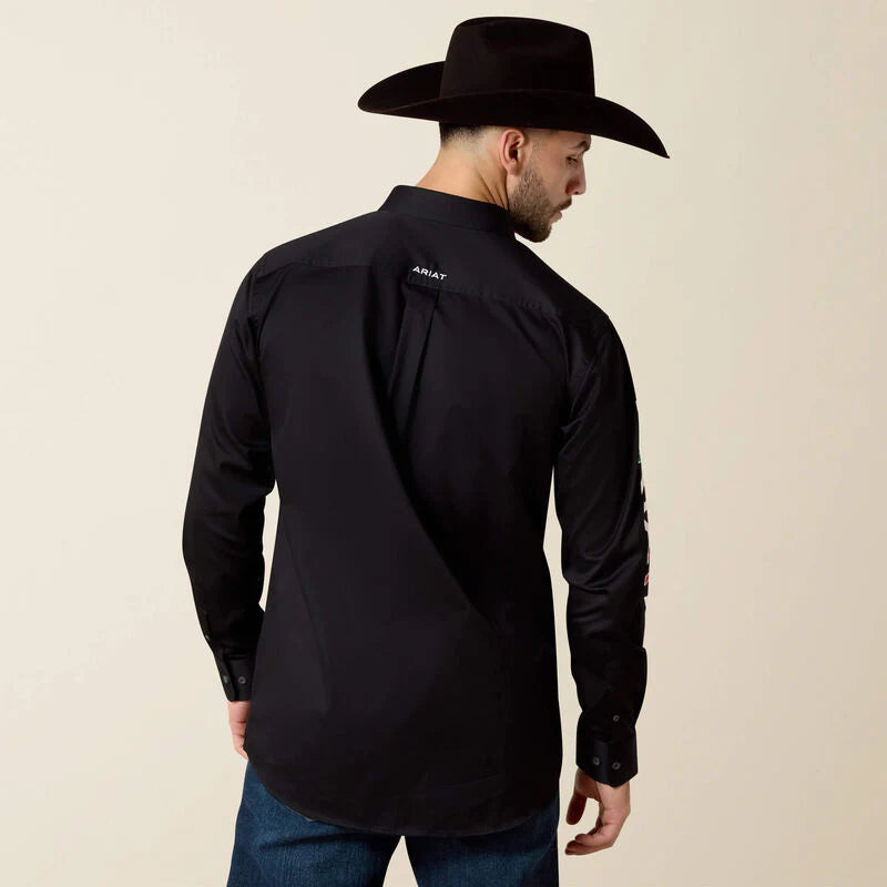 Camisa Ariat Team Logo Twill Fitted Black Caballero Mexico