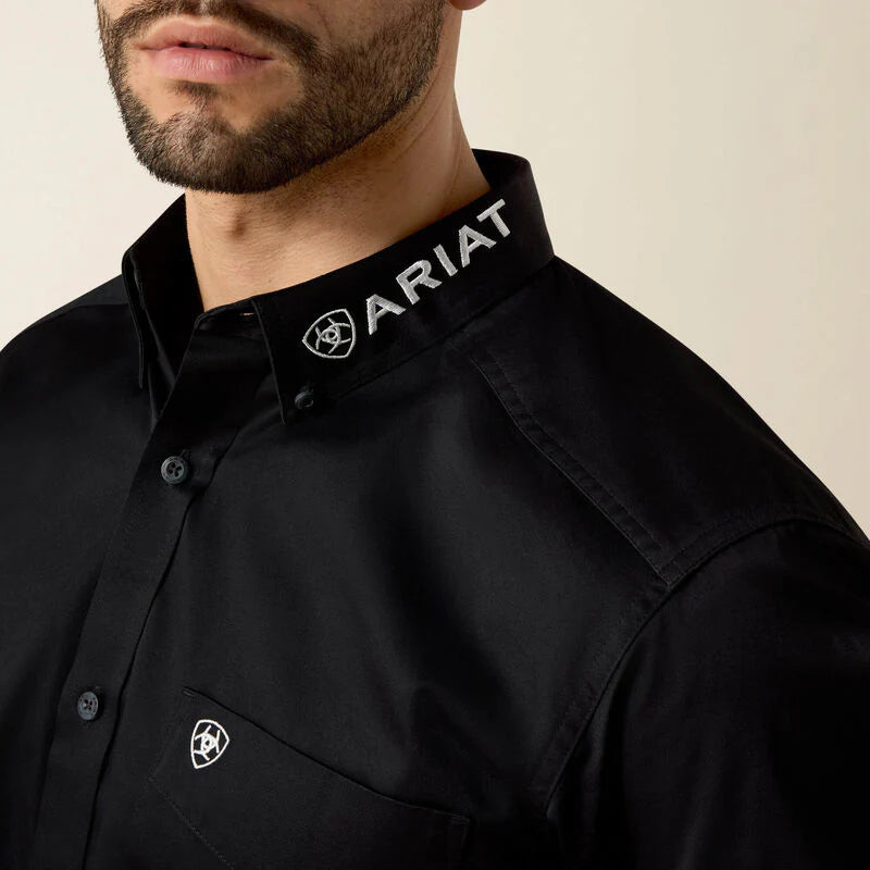 Camisa Ariat Team Logo Twill Fitted Black Caballero Mexico