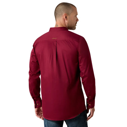Camisa Ariat Solid Twill Corte Fitted Tinta Caballero