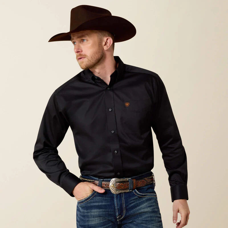 Camisa Ariat Solid Twill Fitted Black Caballero