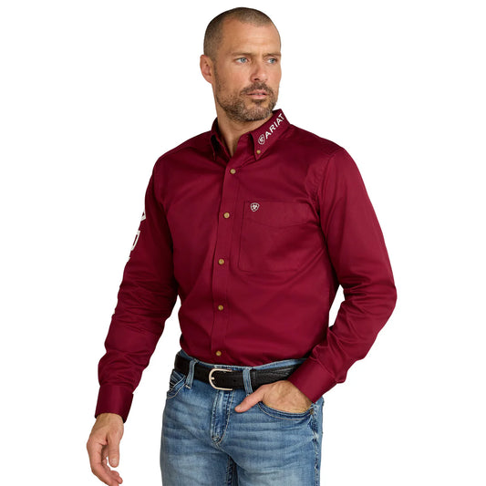 Camisa Ariat Team Logo Twill Tinto Corte Fitt