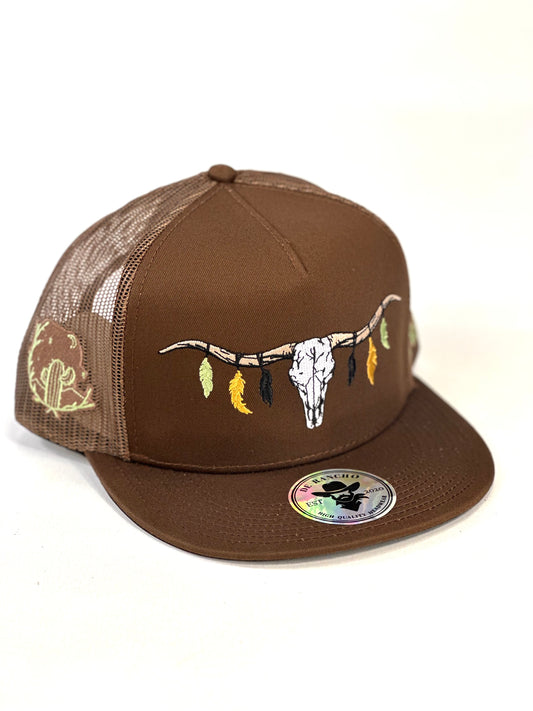 Gorra De Rancho Cráneo De Toro Café