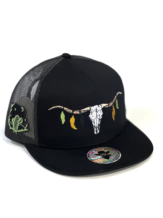 Gorra De Rancho Cráneo De Toro Negra