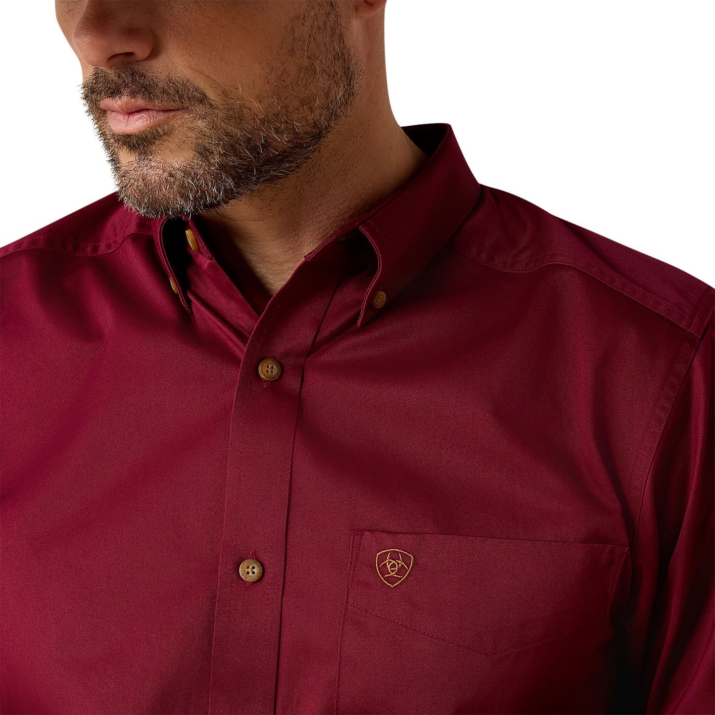 Camisa Ariat Solid Twill Corte Fitted Tinta Caballero